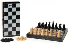 2 в 1 Шашки и шахматы Объедовские (черная с серебром)