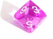 Игральный кубик D10 прозрачный розовый