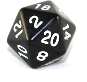 Кость игральная D20 черная