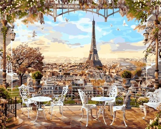Картина по номерам Кафе с видом на Эйфелеву башню GX8876