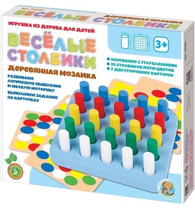Мозаика деревянная Веселые столбики 25 элементов